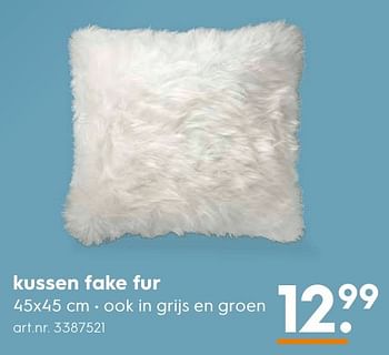 Aanbiedingen Kussen fake fur - Huismerk - Blokker - Geldig van 05/12/2016 tot 21/12/2016 bij Blokker