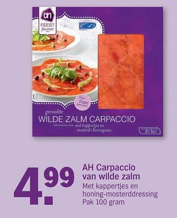 Aanbiedingen Ah carpaccio van wilde zalm - Huismerk - Albert Heijn - Geldig van 18/12/2016 tot 24/12/2016 bij Albert Heijn