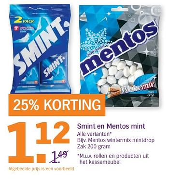 Aanbiedingen Mentos wintermix mintdrop - Mentos - Geldig van 18/12/2016 tot 24/12/2016 bij Albert Heijn