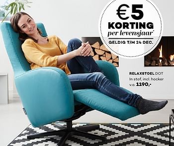 Aanbiedingen Relaxstoel dot in stof, incl. hocker - Huismerk - Prominent - Geldig van 04/12/2016 tot 24/12/2016 bij Prominent