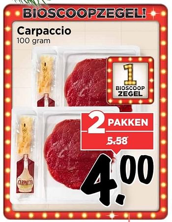 Aanbiedingen Carpaccio - Huismerk Vomar - Geldig van 18/12/2016 tot 24/12/2016 bij Vomar