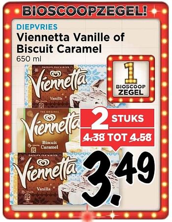 Aanbiedingen Viennetta vanille of biscuit caramel - Ola - Geldig van 18/12/2016 tot 24/12/2016 bij Vomar