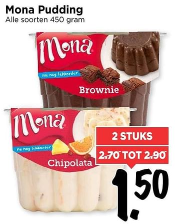 Aanbiedingen Mona pudding - Mona - Geldig van 18/12/2016 tot 24/12/2016 bij Vomar