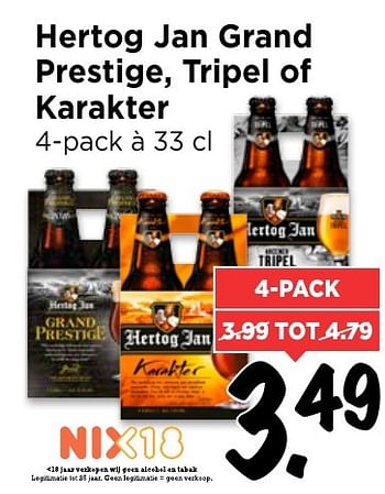 Aanbiedingen Hertog jan grand prestige, tripel of karakter - Hertog - Geldig van 18/12/2016 tot 24/12/2016 bij Vomar