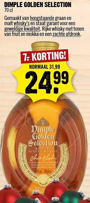 Aanbiedingen Dimple golden selection - Dimple - Geldig van 18/12/2016 tot 24/12/2016 bij Dirk III
