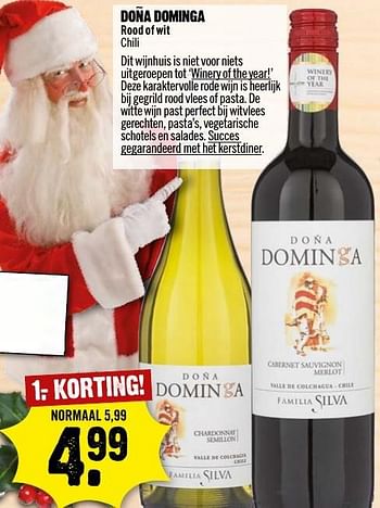 Aanbiedingen Dona dominga - Rode wijnen - Geldig van 18/12/2016 tot 24/12/2016 bij Dirk III