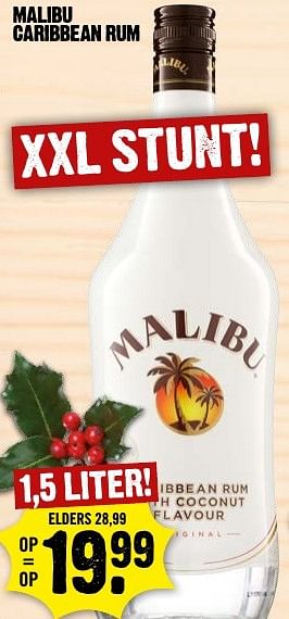 Aanbiedingen Malibu caribbean rum - Malibu - Geldig van 18/12/2016 tot 24/12/2016 bij Dirk III