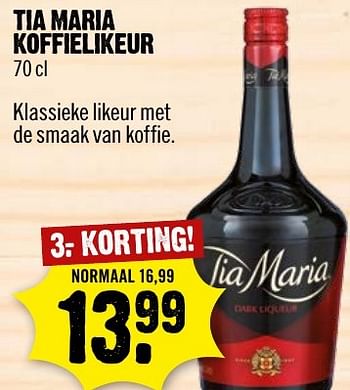 Aanbiedingen Tia maria koffielikeur - Tia Maria  - Geldig van 18/12/2016 tot 24/12/2016 bij Dirk III