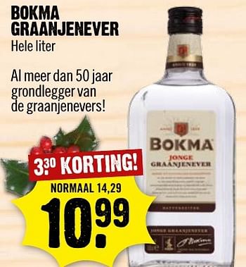 Aanbiedingen Bokma graanjenever hele liter - BOKMA - Geldig van 18/12/2016 tot 24/12/2016 bij Dirk III