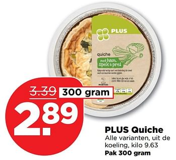 Aanbiedingen Plus quiche - Huismerk - Plus - Geldig van 18/12/2016 tot 24/12/2016 bij Plus