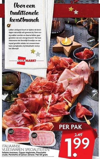 Aanbiedingen Italiaanse vleeswaren specialiteiten - Huismerk - Deka Markt - Geldig van 18/12/2016 tot 24/12/2016 bij Deka Markt