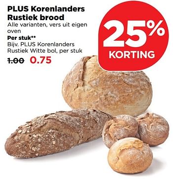 Aanbiedingen Plus korenlanders rustiek witte bol - Huismerk - Plus - Geldig van 18/12/2016 tot 24/12/2016 bij Plus