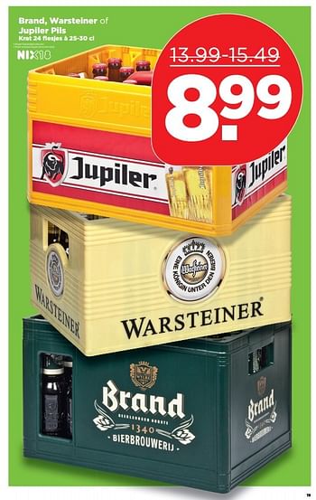 Aanbiedingen Brand, warsteiner of jupiler pils - Huismerk - Plus - Geldig van 18/12/2016 tot 24/12/2016 bij Plus