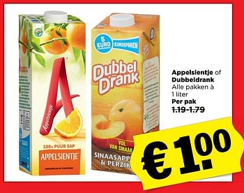 Aanbiedingen Appelsientje of dubbeldrank - Appelsientje - Geldig van 18/12/2016 tot 24/12/2016 bij Plus