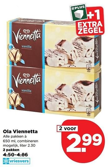 Aanbiedingen Ola viennetta - Ola - Geldig van 18/12/2016 tot 24/12/2016 bij Plus