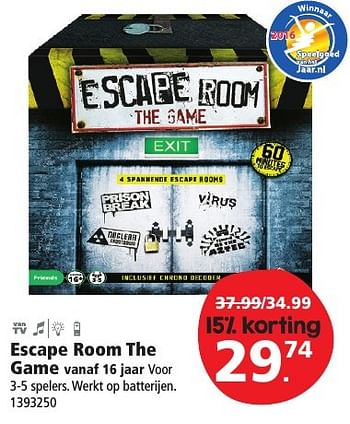 Aanbiedingen Escape room the game - Identity Games - Geldig van 10/12/2016 tot 24/12/2016 bij Intertoys