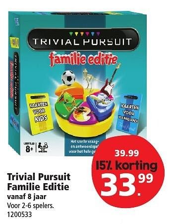 Aanbiedingen Trivial pursuit familie editie - Hasbro - Geldig van 10/12/2016 tot 24/12/2016 bij Intertoys