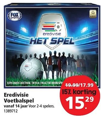 Aanbiedingen Eredivisie voetbalspel - King - Geldig van 10/12/2016 tot 24/12/2016 bij Intertoys