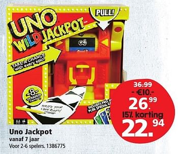 Aanbiedingen Uno jackpot - Mattel - Geldig van 10/12/2016 tot 24/12/2016 bij Intertoys