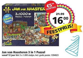 Aanbiedingen Jan van haasteren 3 in 1 puzzel - Jumbo - Geldig van 10/12/2016 tot 24/12/2016 bij Intertoys