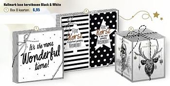 Aanbiedingen Hallmark luxe kerstboxen black + white box 8 kaarten. - Hallmark - Geldig van 04/12/2016 tot 24/12/2016 bij Primera