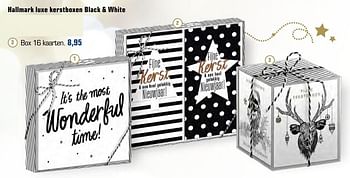Aanbiedingen Hallmark luxe kerstboxen black + white box 16 kaarten - Hallmark - Geldig van 04/12/2016 tot 24/12/2016 bij Primera