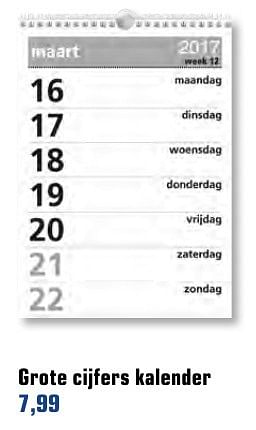 Huismerk - Primera Grote cijfers kalender - bij Primera