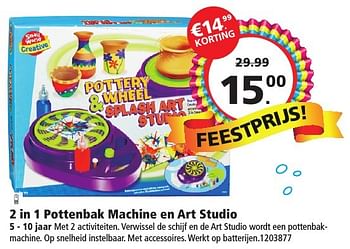 Aanbiedingen 2 in 1 pottenbak machine en art studio - Small World Toys - Geldig van 10/12/2016 tot 24/12/2016 bij Intertoys