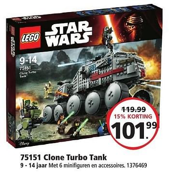 Aanbiedingen Clone turbo tank - Lego - Geldig van 10/12/2016 tot 24/12/2016 bij Intertoys