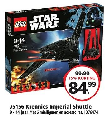 Aanbiedingen Krennics imperial shuttle - Lego - Geldig van 10/12/2016 tot 24/12/2016 bij Intertoys