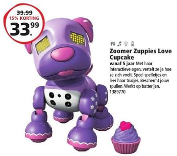 Aanbiedingen Zoomer zuppies love cupcake - Zoomer - Geldig van 10/12/2016 tot 24/12/2016 bij Intertoys