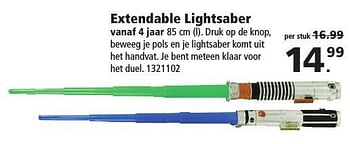 Aanbiedingen Extendable lightsaber - Huismerk - Intertoys - Geldig van 10/12/2016 tot 24/12/2016 bij Intertoys