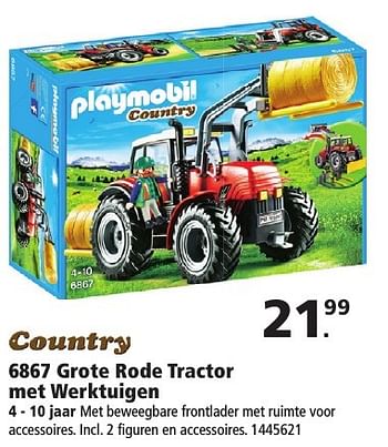 Aanbiedingen Country grote rode tractor met werktuigen - Playmobil - Geldig van 10/12/2016 tot 24/12/2016 bij Intertoys