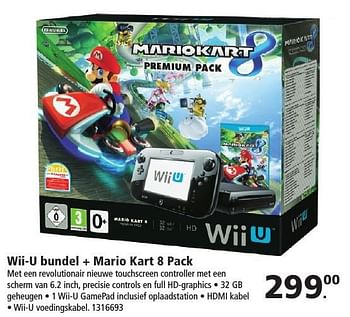 Aanbiedingen Wii-u bundel + mario kart 8 pack - Nintendo - Geldig van 10/12/2016 tot 24/12/2016 bij Intertoys