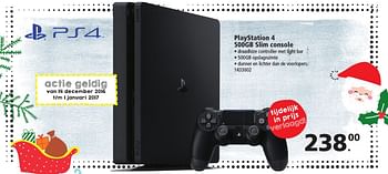 Aanbiedingen Playstation4 500gb slim console - Sony - Geldig van 10/12/2016 tot 24/12/2016 bij Intertoys