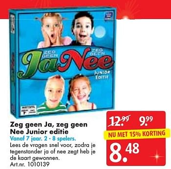 Aanbiedingen Zeg geen ja, zeg geen nee junior editie - King - Geldig van 10/12/2016 tot 24/12/2016 bij Bart Smit