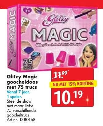 Aanbiedingen Glitzy magic goocheldoos met 75 trucs - Hanky Panky - Geldig van 10/12/2016 tot 24/12/2016 bij Bart Smit