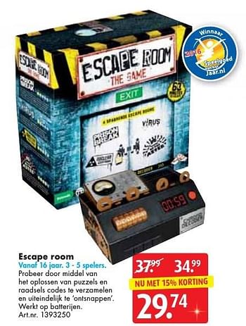 Aanbiedingen Escape room - Identity Games - Geldig van 10/12/2016 tot 24/12/2016 bij Bart Smit