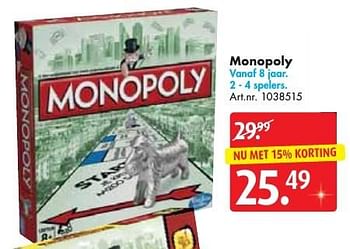 Aanbiedingen Monopoly - Hasbro - Geldig van 10/12/2016 tot 24/12/2016 bij Bart Smit
