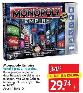 Aanbiedingen Monopoly empire - Hasbro - Geldig van 10/12/2016 tot 24/12/2016 bij Bart Smit