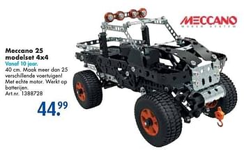 Aanbiedingen Meccano 25 modelset 4x4 - Meccano - Geldig van 10/12/2016 tot 24/12/2016 bij Bart Smit