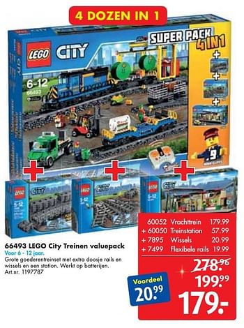 Aanbiedingen 66493 lego city treinen valuepack - Lego - Geldig van 10/12/2016 tot 24/12/2016 bij Bart Smit