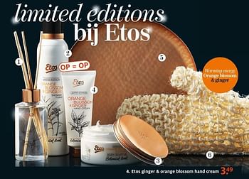 Aanbiedingen Etos ginger + orange blossom hand cream - Huismerk - Etos - Geldig van 18/12/2016 tot 24/12/2016 bij Etos