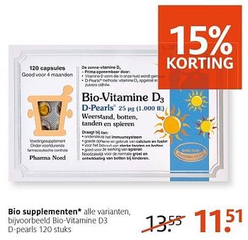 Aanbiedingen Bio supplementen bio-vitamine d3 d-pearls - Huismerk - Etos - Geldig van 18/12/2016 tot 24/12/2016 bij Etos