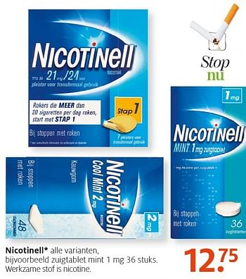 Aanbiedingen Nicotinell zuigtablet mint - nicotinell - Geldig van 18/12/2016 tot 24/12/2016 bij Etos