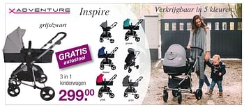 Aanbiedingen 3 in 1 kinderwagen - Xadventure - Geldig van 02/12/2016 tot 25/12/2016 bij Baby & Tiener Megastore