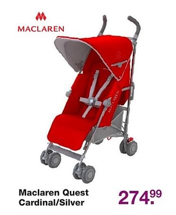 Aanbiedingen Maclaren quest cardinal-silver - Maclaren - Geldig van 02/12/2016 tot 25/12/2016 bij Baby & Tiener Megastore