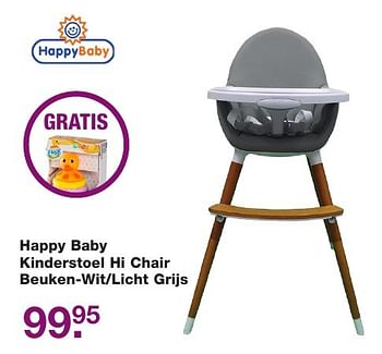Aanbiedingen Happy baby kinderstoel hi chair beuken-wit-licht grijs - Happybaby - Geldig van 02/12/2016 tot 25/12/2016 bij Baby & Tiener Megastore