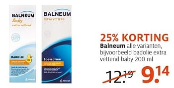 Aanbiedingen Balneum badolie extra vettend baby - Balneum - Geldig van 18/12/2016 tot 24/12/2016 bij Etos