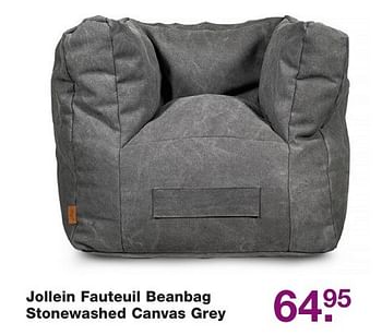 Aanbiedingen Jollein fauteuil beanbag stonewashed canvas grey - Jollein - Geldig van 02/12/2016 tot 25/12/2016 bij Baby & Tiener Megastore